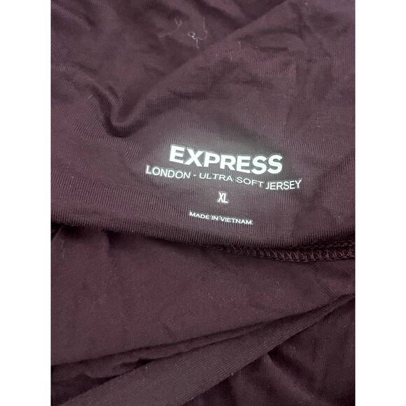 Express Long Sleeve Cowl Draped Back London Ultra Soft Jersey Shirt Purple XL - Picture 9 of 9